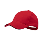 Boné de algodão penteado de 6 painéis com detalhe na pala cor vermelho primeira vista