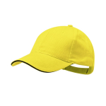 Boné de algodão penteado de 6 painéis com detalhe na pala cor amarelo primeira vista