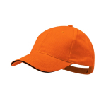 Boné de algodão penteado de 6 painéis com detalhe na pala cor cor-de-laranja primeira vista