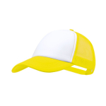 Boné à camionista, poliéster, 5 painéis com fecho ajustável cor amarelo primeira vista
