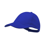 Boné de 6 painéis de algodão penteado com fecho de velcro cor azul primeira vista