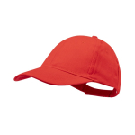 Boné de 6 painéis de algodão penteado com fecho de velcro cor vermelho primeira vista