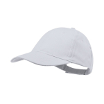 Boné de 6 painéis de algodão penteado com fecho de velcro cor branco primeira vista