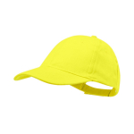 Boné de 6 painéis de algodão penteado com fecho de velcro cor amarelo primeira vista