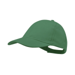 Boné de 6 painéis de algodão penteado com fecho de velcro cor verde segunda vista