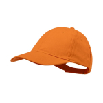 Boné de 6 painéis de algodão penteado com fecho de velcro cor cor-de-laranja primeira vista