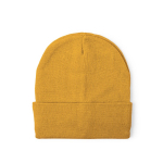 Gorro elástico de malha com rebordo para personalizar cor amarelo segunda vista