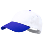 Boné de algodão de 5 painéis com fecho de velcro em várias cores cor branco/azul primeira vista