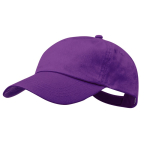 Boné de algodão de 5 painéis com fecho de velcro em várias cores cor roxo primeira vista