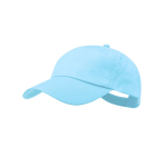 Boné de algodão de 5 painéis com fecho de velcro em várias cores cor azul pastel primeira vista