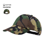 Boné de 5 painéis de algodão e poliéster com padrão de camuflagem cor camuflagem