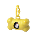 Dispensador de 15 sacos para animais de estimação em forma de osso cor amarelo primeira vista
