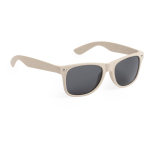 Óculos de sol de fibra de bambu com lentes pretas de proteção UV400 cor natural primeira vista