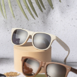 Óculos de sol de fibra de bambu com lentes pretas de proteção UV400