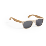 Óculos de sol com hastes de bambu e lentes pretas de proteção UV400 cor natural primeira vista
