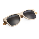 Óculos de sol com hastes de bambu e lentes pretas de proteção UV400 segunda vista