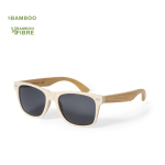 Óculos de sol com hastes de bambu e lentes pretas de proteção UV400
