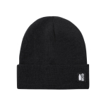 Gorro de malha de poliéster rPET com rebordo frontal cor preto primeira vista