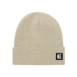 Gorro de malha de poliéster rPET com rebordo frontal cor natural primeira vista