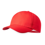 Boné de poliéster rPET para criança com fecho de velcro cor vermelho primeira vista