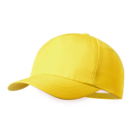 Boné de poliéster rPET para criança com fecho de velcro cor amarelo primeira vista