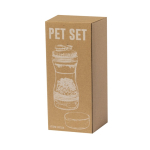 Conjunto para animais de estimação de 2 compartimentos com doseadores vista com caixa