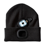 Gorro de malha elástico, canelado com LED frontal 92 g/m2 cor preto segunda vista