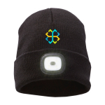 Gorro de malha elástico, canelado com LED frontal 92 g/m2 cor preto