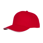 Boné de ténis de algodão com 5 painéis de 175 g/m2 cor vermelho