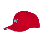Boné de ténis de algodão com 5 painéis de 175 g/m2 cor vermelho vista impressão transfer