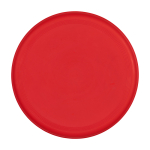Frisbee redondo de plástico reciclado com acabamento salpicado cor vermelho segunda vista frontal