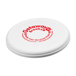 Frisbee redondo de plástico reciclado com acabamento salpicado cor branco vista impressão serigrafia