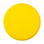 Frisbee redondo de plástico reciclado com acabamento salpicado cor amarelo segunda vista frontal