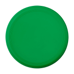 Frisbee redondo de plástico reciclado com acabamento salpicado cor verde segunda vista frontal