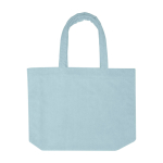 Saco tote de praia com acabamento macio e compartimento grande cor azul pastel segunda vista frontal