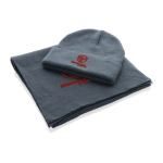 Cachecol acrílico de Polylana® de estilo elegante e sofisticado cor azul acinzentado vista com logo