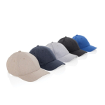 Boné de algodão reciclado com 6 painéis de tecido marmoreado 200 g/m2 cor branco-sujo vista geral