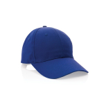 Boné de algodão reciclado, 6 painéis com fecho de velcro 190 g/m2 cor azul