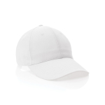 Boné de algodão reciclado, 6 painéis com fecho de velcro 190 g/m2 cor branco