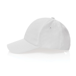 Boné de algodão reciclado, 6 painéis com fecho de velcro 190 g/m2 cor branco terceira vista