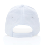 Boné de algodão reciclado, 6 painéis com fecho de velcro 190 g/m2 cor branco quarta vista
