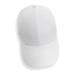 Boné de algodão reciclado, 6 painéis com fecho de velcro 190 g/m2 cor branco sexta vista