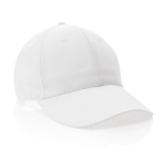 Boné de algodão reciclado, 6 painéis com fecho de velcro 190 g/m2 cor branco sétima vista