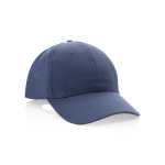 Boné de algodão reciclado, 6 painéis com fecho de velcro 190 g/m2 cor azul-marinho