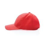 Boné de algodão reciclado de 6 painéis e rastreador AWARE™ 280 g/m2 cor vermelho terceira vista