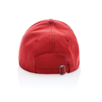 Boné de algodão reciclado de 6 painéis e rastreador AWARE™ 280 g/m2 cor vermelho quarta vista