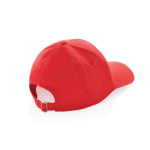 Boné de algodão reciclado de 6 painéis e rastreador AWARE™ 280 g/m2 cor vermelho quinta vista
