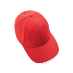 Boné de algodão reciclado de 6 painéis e rastreador AWARE™ 280 g/m2 cor vermelho sexta vista