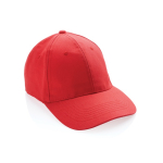 Boné de algodão reciclado de 6 painéis e rastreador AWARE™ 280 g/m2 cor vermelho sétima vista