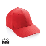 Boné de algodão reciclado de 6 painéis e rastreador AWARE™ 280 g/m2 cor vermelho